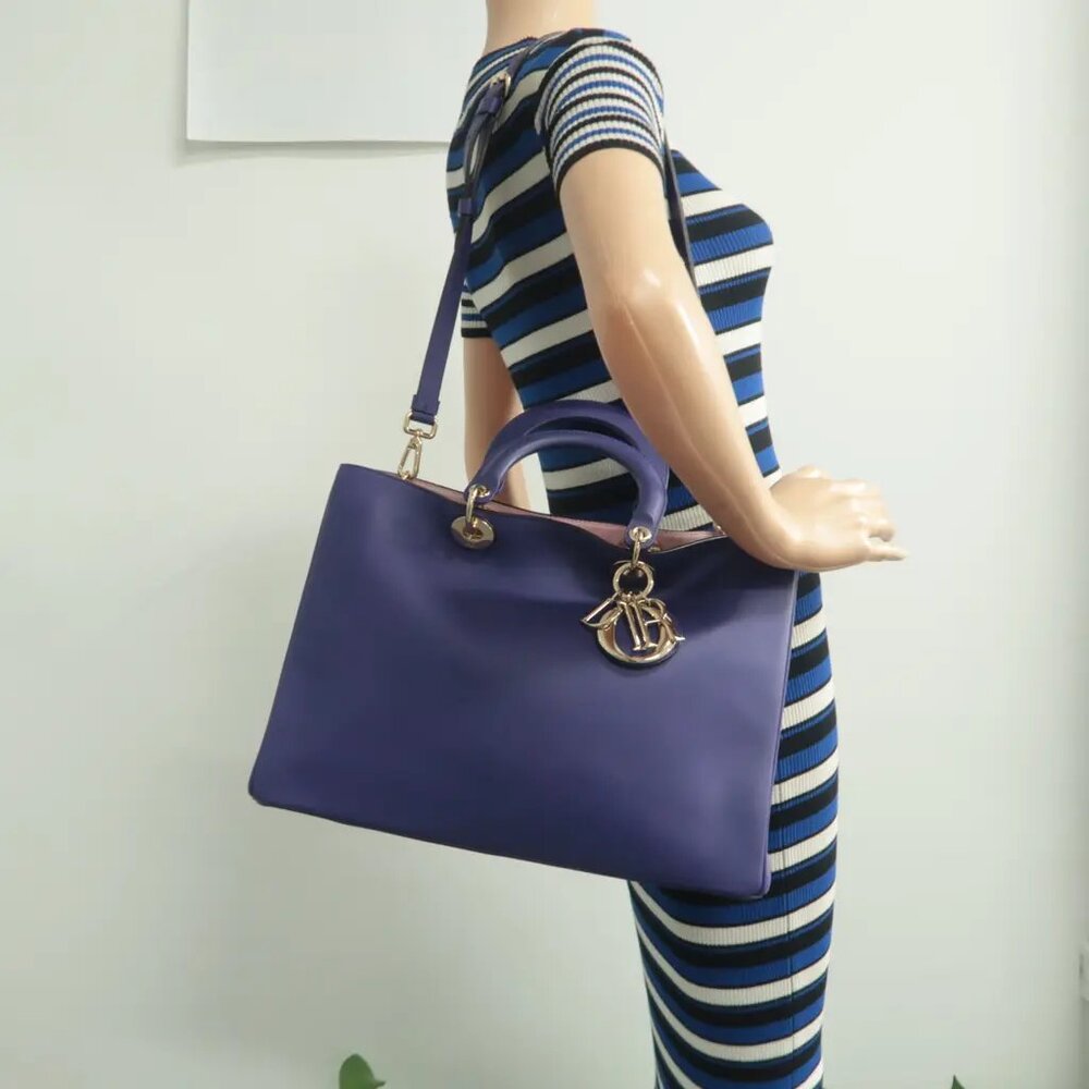 100% Authentic Dior Diorissimo Purple W/P Leather Satchel - Picture 12 of 12